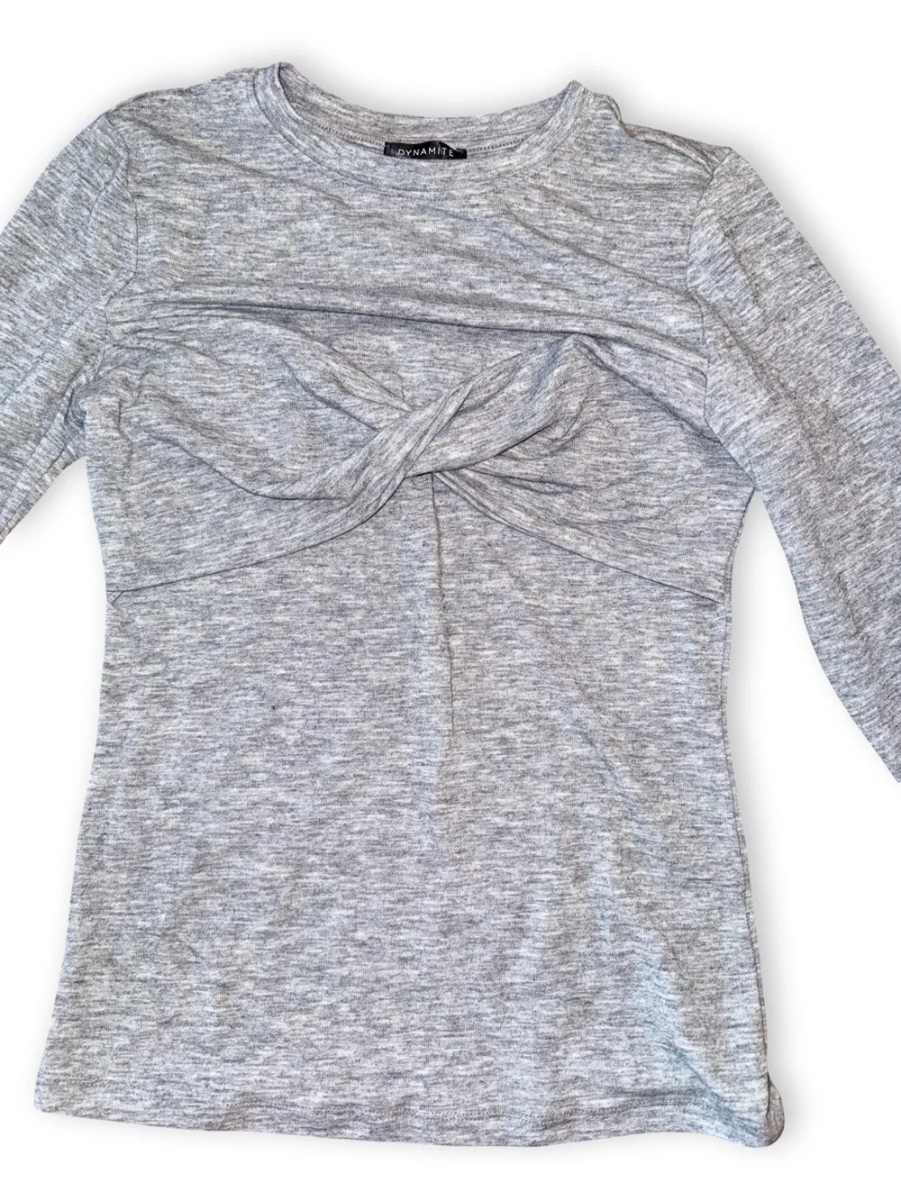 Dynamite Twist-Front Long Sleeve Top - Gray